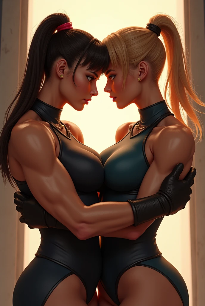2girls,professional wrestling,catfight,sweat,steam effects,masterpiece,best quality,ultra high detailed illustration,finally detailed 2.5d face,