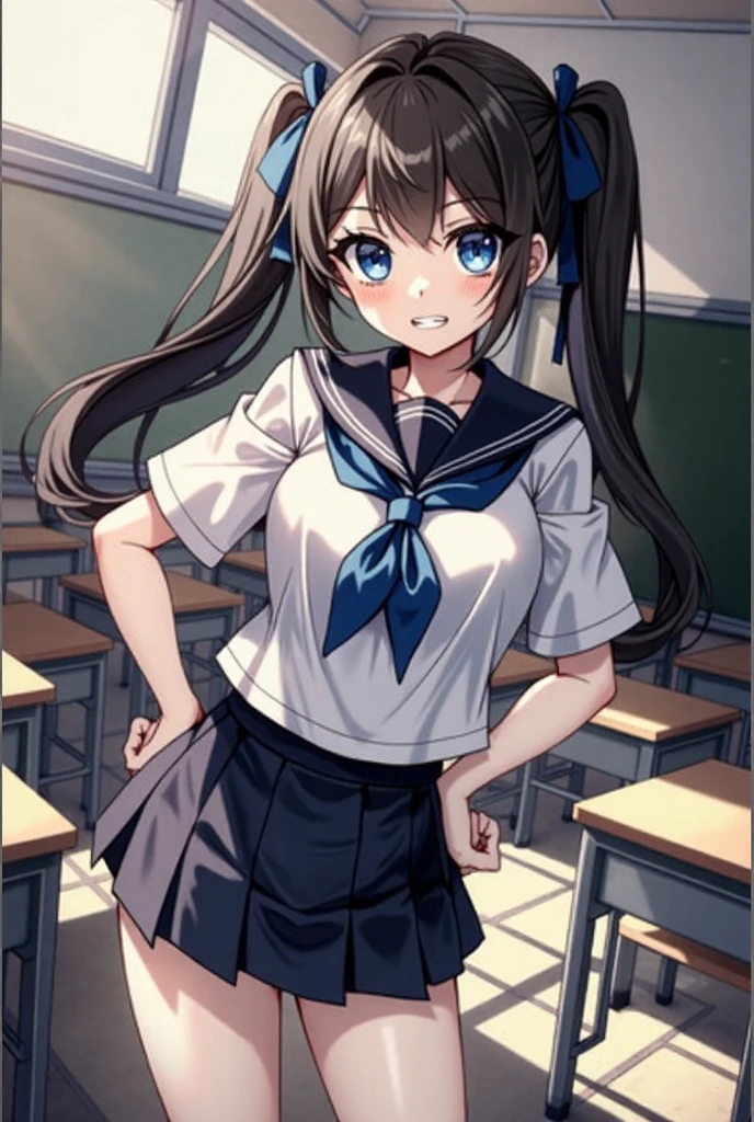Primary school students、、Long Hair、((small胸、small胸、anger))、((Sweating profusely、Iron Collar、Full nudity、Schoolの廊下を歩く))、One person、Long Hair、Black Hair、With bangs、6 year old girl、small、Primary school students1年生、Baby Face、smile、Innocent face、Big eyes、barefoot、black eye、cute、Are thin、凄くsmall胸、身長のsmall、Are standing 、School、Schoolの制服、White Uniform、Short sleeve、Bare Skin