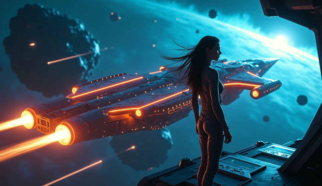 aerial view. brightly colored abstract image of a space station with a spiral, epic beautiful space scifi, chaotic cinematic space rift, greg beeple, planets colliding, beeple and tim hildebrandt, beeple and jean giraud, end of the universe, galaxy space sci-fi, ringworld, by Mike "Beeple" Winkelmann. Matrix style, (((((Matrix cascading code))))), (((((a futuristic twin tower skyscraper with a unique twisted design))))), (((((OLED GUI interfaces in the building))))), at night, (((((1girl, solo))))), photo realistic, (((large-breast:1.2 slim body, cleavage))), (((off broken mini sling-shirt and black sling bra, extreamly short pleated miniskirt exposing panty))), (((((running pose))))), (((((matrix style black sunglasses))))), ((((((((((aiming with a short gun)))))))))), (((((looking at camera))))), (((very low view))), (((((half-body thigh level medium shot))))), (((cinematic lighting))).