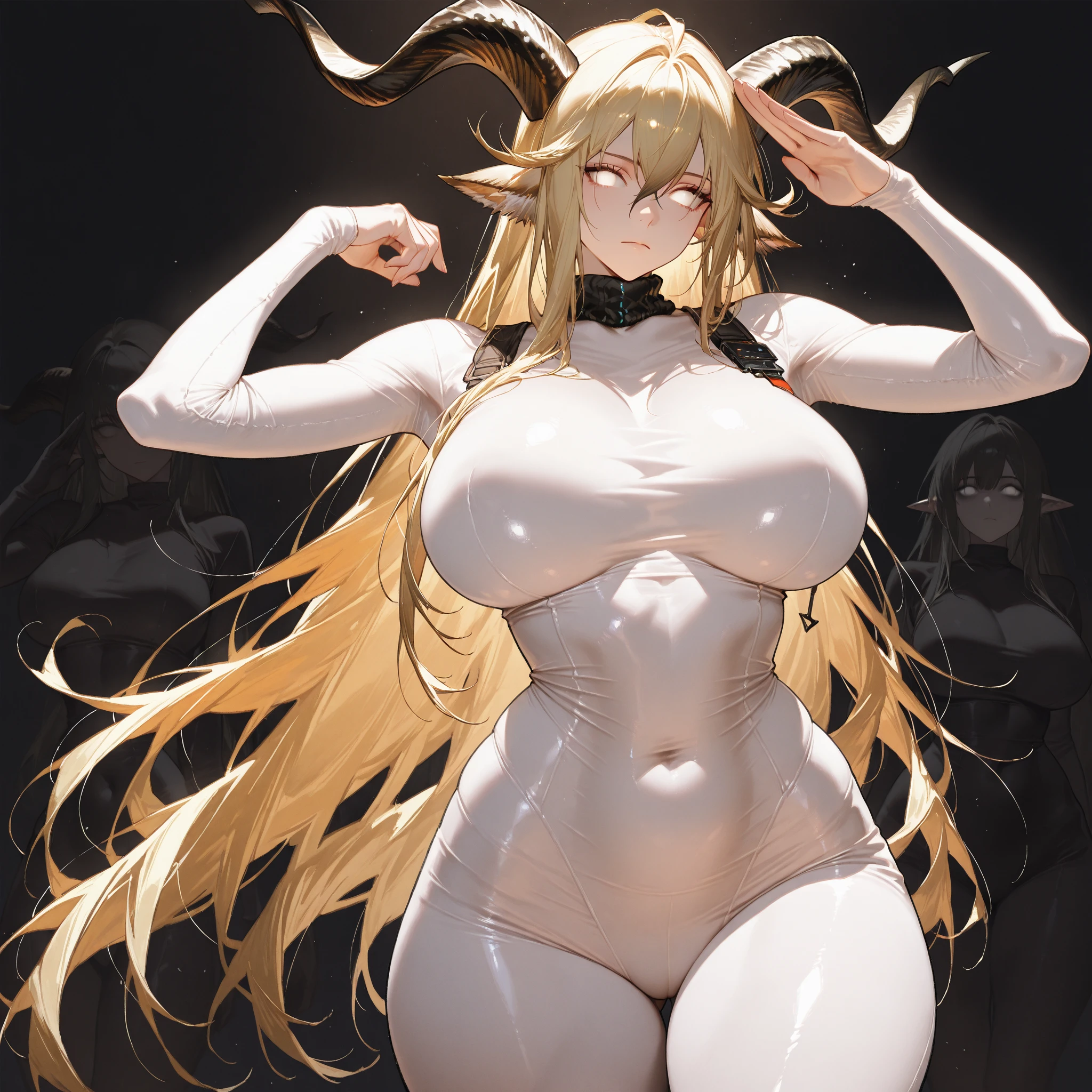 ((Highest quality)), ((masterpiece)), (detailed), (Perfect Face)、The woman is a jet-black devil、The woman is a jet-black female demon with magnificent devil horns and a jet-black tail. Her skin is jet-black and she is a naked jet-black demon named Princess Leona. She has medium-long light brown hair and is a demon in both body and mind.、The woman is by her side, close to her beloved husband, the powerful Demon King.、A strong demon king stands with his beloved wife in front of a gorgeous demon altar.