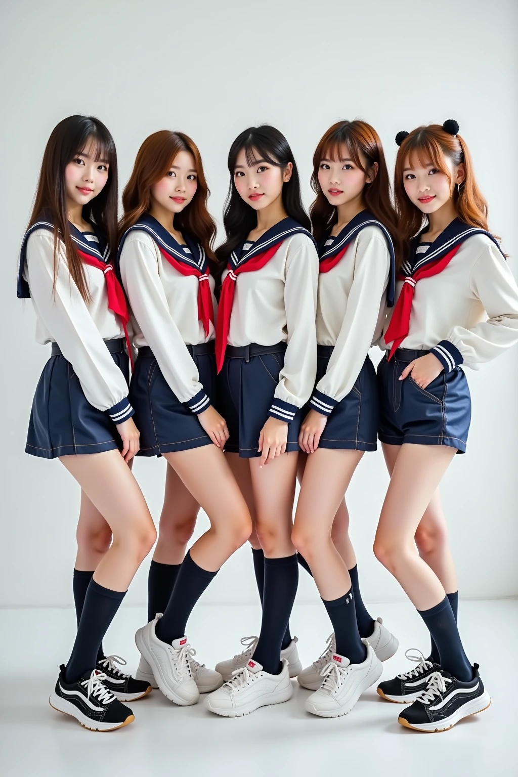 (Three mature asian girls from the same school in short uniform with perfect detail sitting on a bench:1.5)、25 years old woman, JK 、(Black Haired Gal:1.5)、Famous in Japan in short uniform、(Pleated miniskirt with perfect detail、Wearing a short sailor suit with perfect detail:1.4),(Thin and clear double lines for the eyes), (Glossy tear bags under the eyes), (Clear pupils on pale iris), (Expression of conjunctival color), (Eyelashes that are easy to see), (Super-large and taut sailor suit),,(looking happy smile、gals:1.5)、(up skirt、),shorth hair、length hair、A dark-haired、Famous sailor suits of Japan、(extremely details CG:1.2)、(16k wallpaper:1.2)、(masterpiece:1.2)、(Incredibly beautiful face:1.5)、beatiful detailed eyes、 blue-sky、during daytime、Perfect litthing、++((、dynamic ungle、Open your legs very wide、The skirt is rolled up.、))++、((masterpiece、top-quality:1.5))、(photographrealistic:1.4)、(Japanese Idol,Japanese actressl:1.5),(perfect anatomia、Correct anatomy、perfectly proportions、face perfect、Perfect hands、Perfect legs、Perfect fingers、 Perfect mouth、skinny thigh、impossibly thin waist、Beautiful navel、Incredibly huge breasts、Perfect lips,a small face:1.5)、(Voyeur style:1.2)、(Don't look at the camera:1.5),((f、Since a while ago:1.5))、 ((NSFW)) ((heavy makeup)) ((soft pubic hair)) downblouse