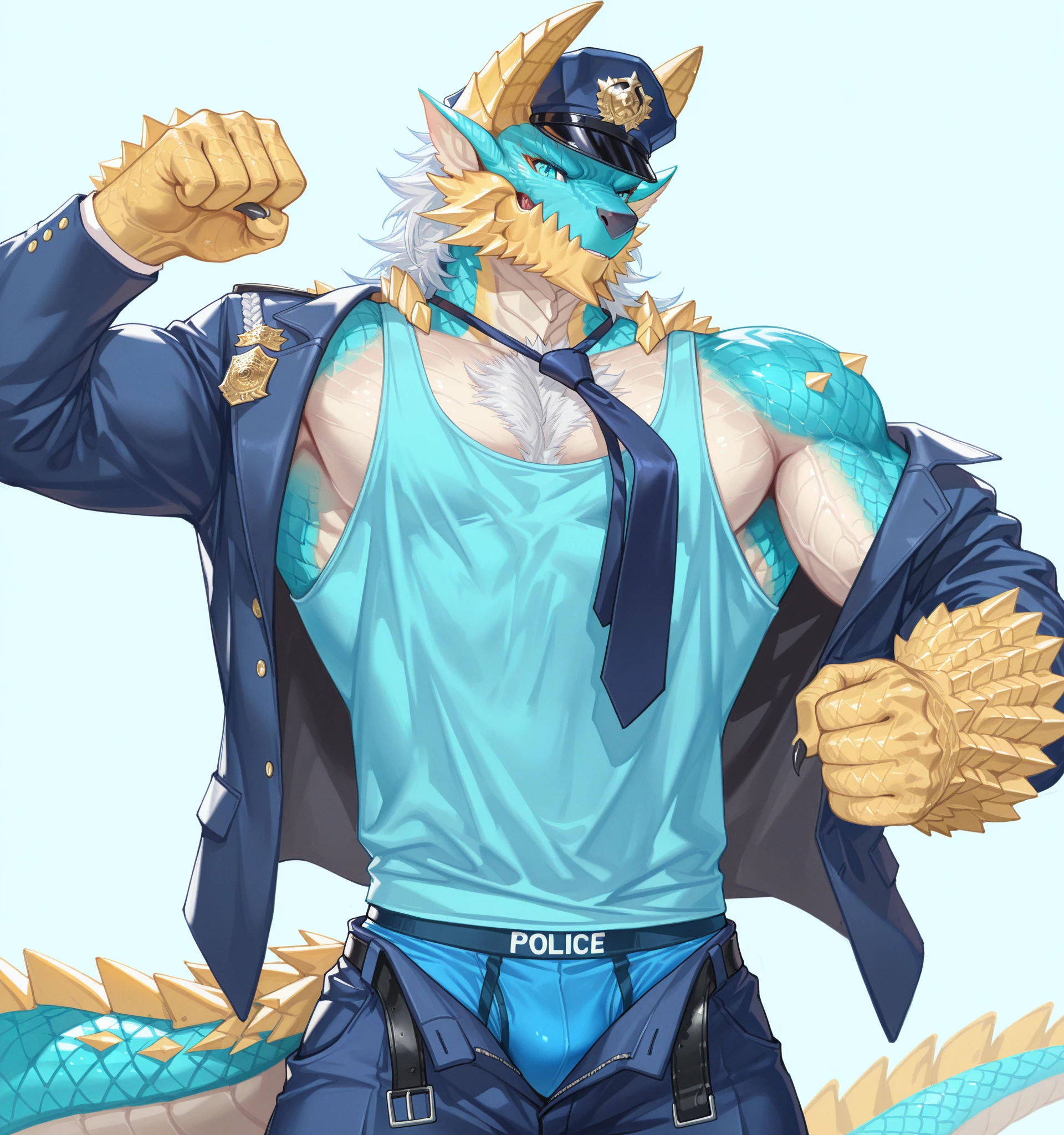 Highest quality、Sexy Baby Blue Lizardman, Skimpy micro underwear、Lizard head、Sweat、Embarrassing、Gay、Western background、Crotch close-up、cute、Leather Handbags、Knee-high socks、Choker of Hearts、White Breath、Licking lips、Drooling、smile、Obscene language、Pink steam、、strip、Sheriff Vest、Angle looking up from below、A magazine cover-style illustration of a man wearing string panties、Cowboy hat、Gunman、bed、salute、Leg spread