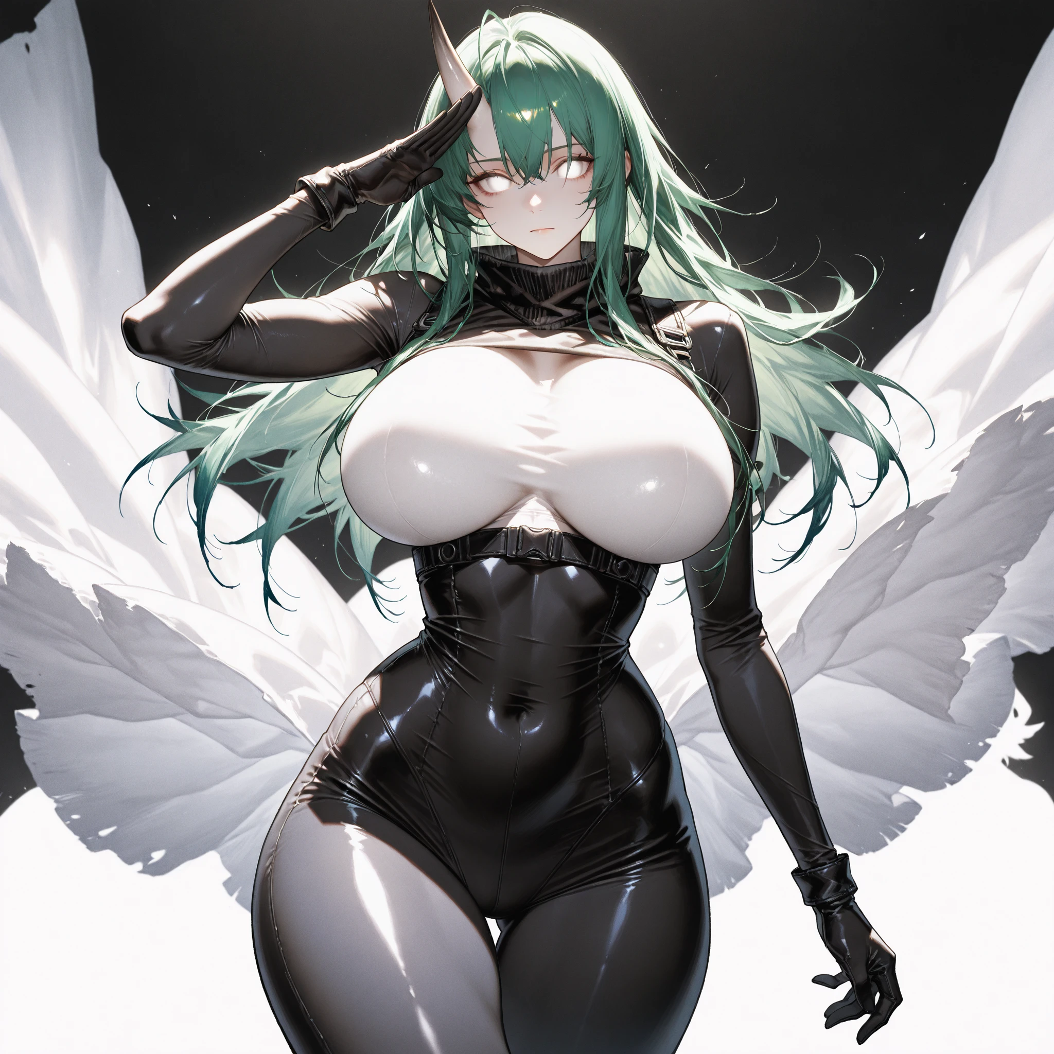 ultra realistic 8k cg, masterpiece, ((ultra detailed background, intricate detail, highly detailed, fine details best quality, hyperdetailed face)), gigantic breasts ,beautiful lighting, absurdres, BoaHancockV2, 1girl, solo, black hair, long hair, jewelry, closed mouth, ), ((black crop top : 1.1), (underboob : 1.4), elbow gloves, thigh boots, split skirt, bare shoulders, curvy, midriff, curvy, thighs, shiny clothes), violet eyes, complex detailed background, inside, luxury palace), ((cowboy shot)), curvy, (gigantic breasts: 1.1), seductive smile, cowboy shot, (green skin : 1.1)