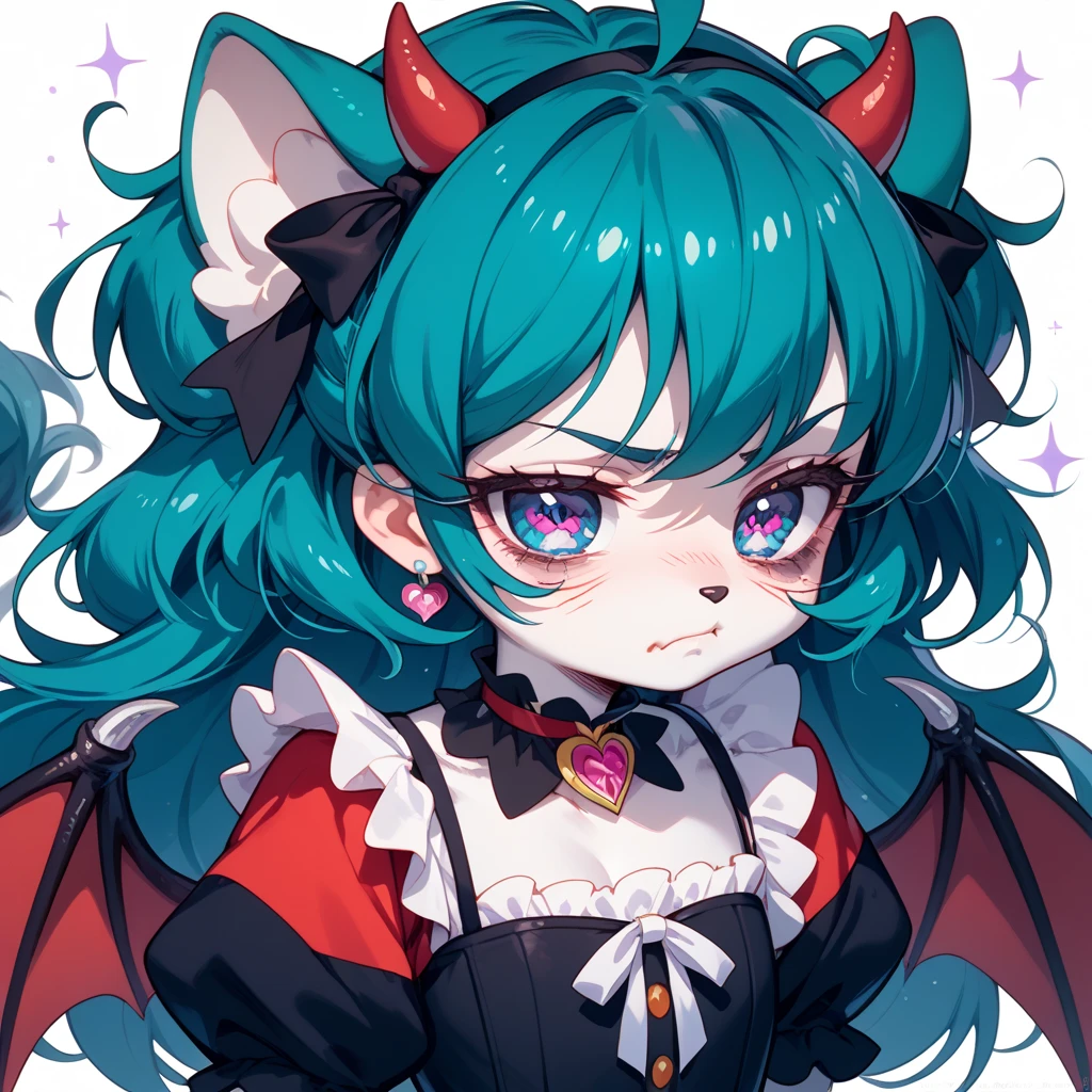 Best quality: 1.0), (Super High Resolution: 1.0), extremely detailed character, detailed hands, half-dragon girl, horns, scales on the neck, scales on the shoulders, scales on the forearm, scales on the cheek, extremely detailed black dragon tail, extremely detailed hair, short hair, white hair, black locks, extremely detailed eyes, yellow eyes, cat eyes, 2d, tomboy girl, anime art, yin-yang symbol in the background of the image half blurred, ((prey))