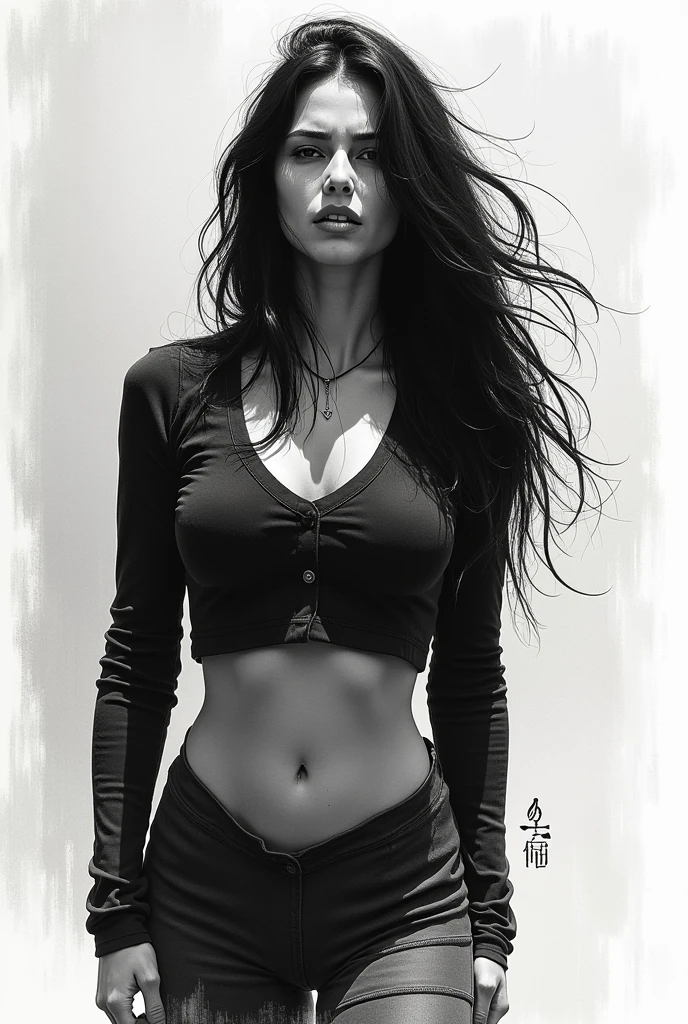 malese jow, full lenght professional photography black and white, less clothes, detailed beautiful face, stunning eyes, elegant expression, dramatic lighting, high contrast, cinematic mood, moody atmosphere, masterpiece, (best quality,8k,highres,ultra-detailed,realistic,photo-realistic:1.37),