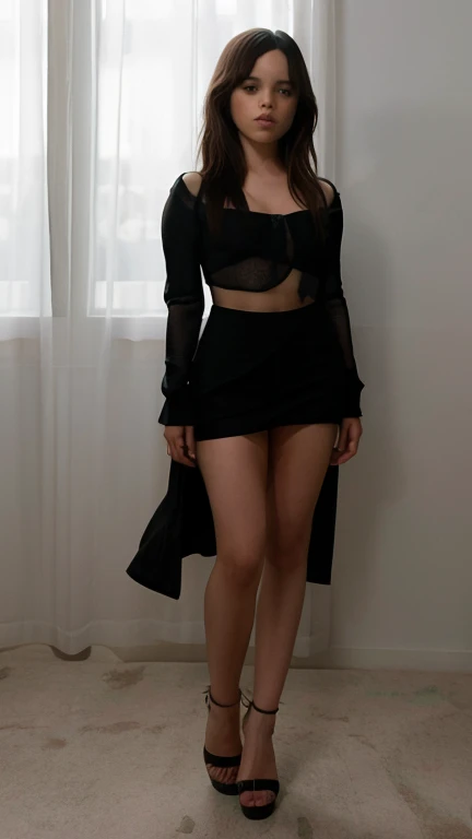 Dark brown hair、Light brown eyes、Japanese actress、 Lady、I am about 40 years old.......、(Intricate details:1.2)、 (Ultra-high resolution:1.2)、Ultra-high resolution、(Finely tuned)、(Detailed facial features)、Hmph、8K resolution、D cup size breasts、Long Hair、Bright terrace room with sunlight streaming in、Large windows、Extravagant space、relax、、,Full body photo、Head to toe shot、Beautiful feet、black　Loose fit openwork T-shirt、Underwear shorts、Beautiful feet、Bright terrace room with sunlight streaming in、she, household items,   (plant:0.8), Fashion Hub, Very detailed, Very detailed, Realistic, Hourglass Shaped Body, Obscene pose,、Messy Hair、Messy ponytail、Leaning against a wall、I cry a lot、tears、Skin is visible through the knit、White floor、White wall、A masterpiece of transparent painting、