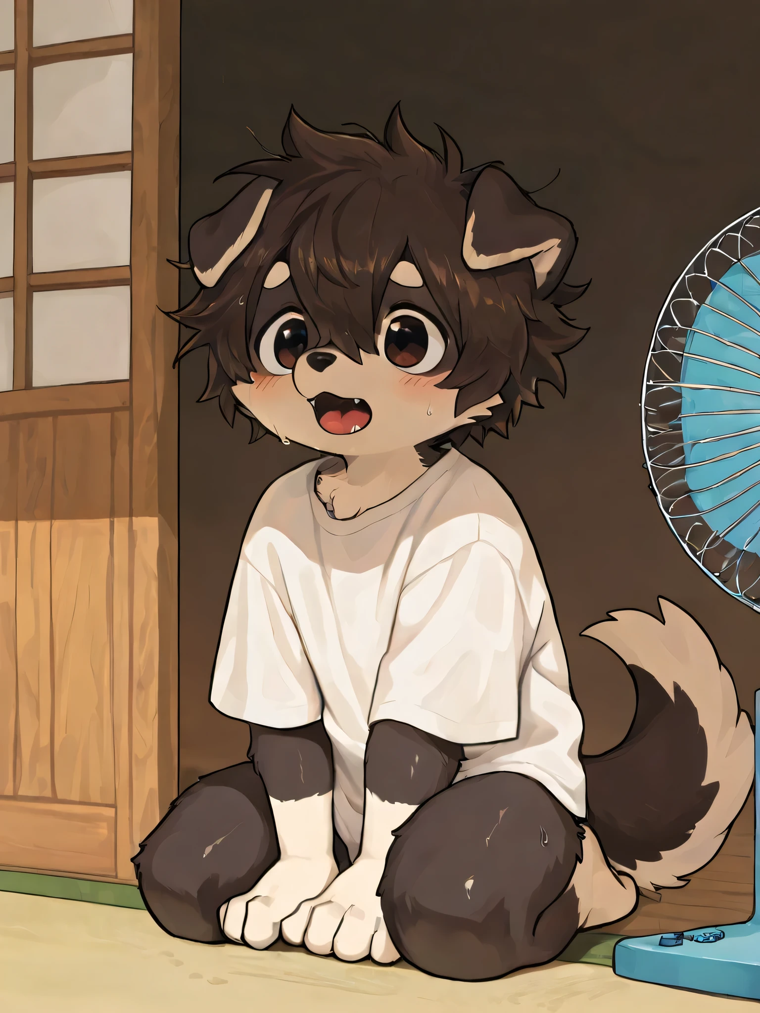 Best quality, 4K, Kemoshota, dynamic angle, kindergarten boy, mascot boy, short height boy, best quality, highres, ultra-detailed,a
realistic prompt, furry kemono boy, naked, dark night, ruined school, close-up, small phimosis, foreskin, horror atmosphere, distorted smile, horrible looks, tries to assault other boys, night time, crawling, precum