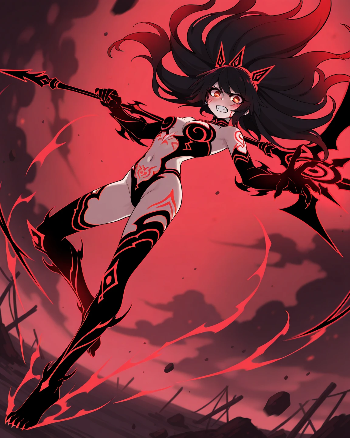 Hagames succubus girl with pulpura hair with red eyes have wings and full bodies edtilo anime