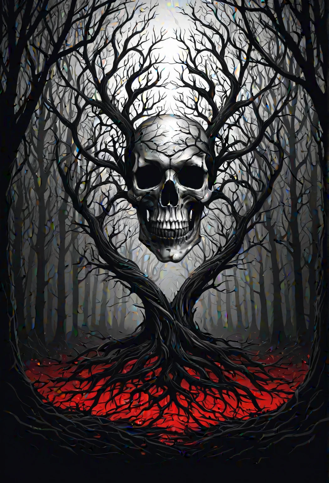 Maple Bonsai growing from old decayed Skull, partially buried, mossy, realism, photo background, melancholy, foggy night, in a magical environment, masterpiece, best quality, photograph, dreamlike, face focus, intricate details, 1girl, cinematic, dreaming, Film light, bathing in light, very sharp focus, Hyper detailed, Hyper realistic, masterpiece, spiritual, surreal, atmospheric, shadowy charcoal crimson, High resolution, Vibrant, High contrast, dark angle, 8k, HDR, 500px, dystopian,
<lora:acidzlime:0.8>, acidzlime,
<lora:ab0m1:0.65>, ab0m
<lora:ccxl-mucha_lora_vA1:1.15>, ccxl-mucha