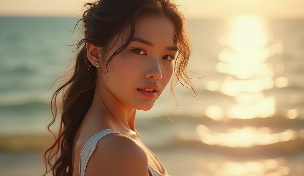 emma, a beautiful young asian woman walking on the beach in a pink bikini, detailed background, no blurriness, highly detailed, photorealistic, 8k, HDR, (best quality:1.2), (realistic:1.37), portrait, beach, ocean, sunset, warm colors, golden hour lighting, detailed skin texture, detailed hair, intricate details, (detailed environment:1.1), (detailed clothing:1.1), (detailed facial features:1.2), (extremely detailed eyes and face:1.2)