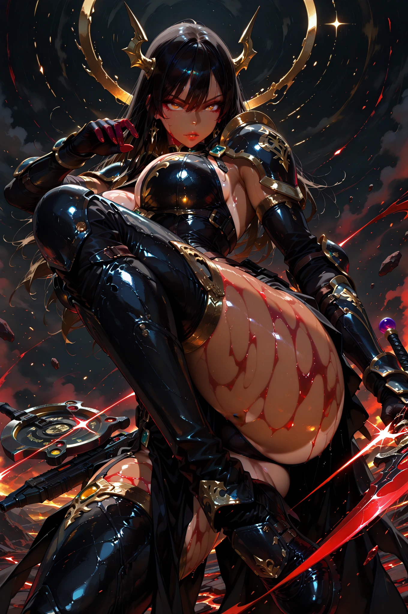 ((best quality)), ((masterpiece)), (detailed), perfect face, (((Big tits))), hot young busty girl, black lava outfit, stocking, beautyful face, (( long length hair)), ((detailed eyes)), lightning in the background, ((dark castle in the background, ((lace thigh fix), garter belts (((the clothes melt off her))), (((black paint splattered on it))), (flying dragon in a background), black damaged corset, ((her clothes were torn in several places))), latex lingerie, (nun costume), (((he wearing a black spiderman venom face mask))), venom, black dark venom, ((black lacy brassiere)), perfect detailed , (detailed eyes), ((it is photographed from side)) latex, erotic pose,(((hot ass))) , long white hair, detailed eyes, good anatomy, fullbody, (((platform high heels boots)))