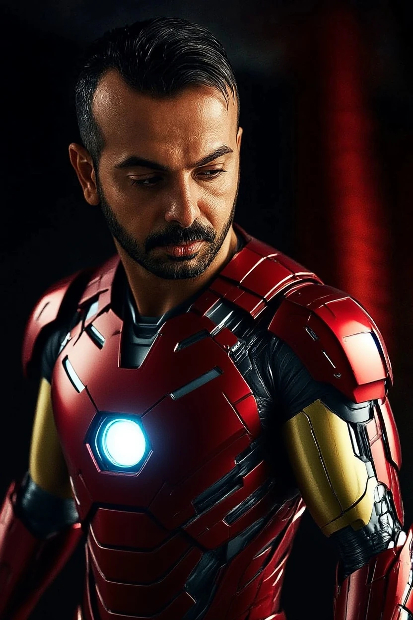 (masterpiece, intricately detailed, highest resolution, best quality:1.2), (doujin), a cocky African American Instagram influencer, buzz cut, a 24 y.o muscle stud with a muscular physique sitting on a chair with black eyes,full-body tattoo, dark-skinned male, clean shaven, wearing a ((mecha suit, catsuit iron man inspired, chav)), ((excessive cum)) ((cum on body)) (cum drip), flaccid penis,saggy balls,hairy chest,vascular,muscle striations,soft light,fantastic realism, wsprmr, zzmckzz
