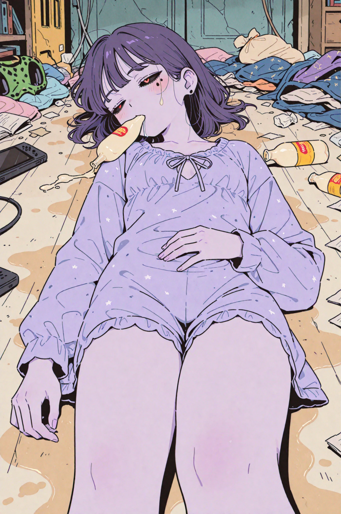She was unique, teenager energetic black eyes Dressed for an important date,She wears a floral print dress a plastic crown like Cinderella And roller skates lying on the bed.
He looks like a star with a coat like the little prince, black hair and eyes, brunette skin, jeans and sneakers.
With your plastic guitar.Como no dia do Halloween.