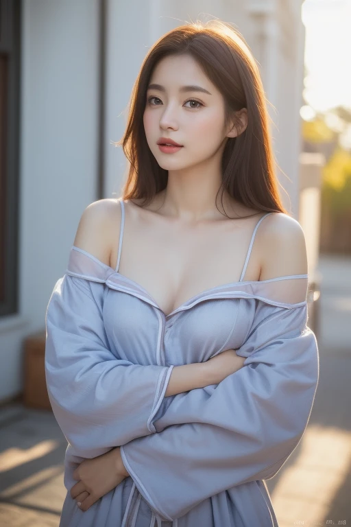 Random posture,
(raw photo,8k,photorealistic:1.3),(masterpiece, best quality), (from below), 35mm shot, looking at viewer, highres,
((a girl, solo)) , (detailed beautiful face, beautiful detailed pink eyes, detailed perfect skin),
((flat chest)), high ponytail contorted, eyes visible through hair, (blush), wet hair,
sitting, white|black kimono, topless, (leg crossed) , arms behind back, water, hair ornament, lace trim,