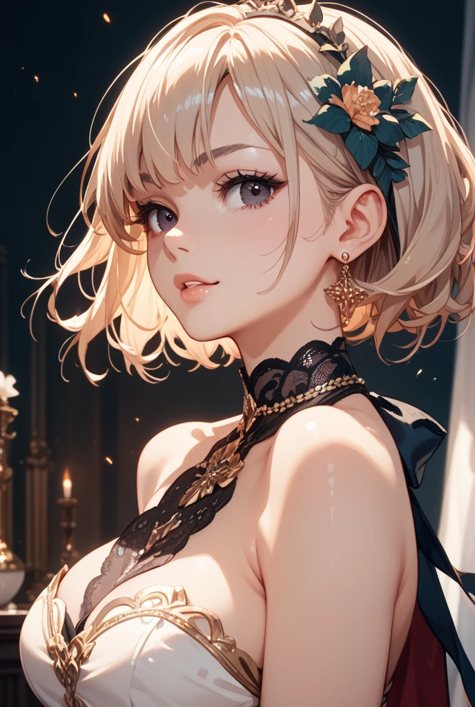 (master quality, amazing detail, amazing eyes), 1girl, wearing nothing but a bra, close up on the eyes, beautiful girl, beautiful eyes, purple eyes with a blend of gold, amazing detail in the eyes, short hair, seductive, deep eyes, blonde hair, cheeky expression, extremely detailed iris, 18-year-old girl, b-cup breasts, 