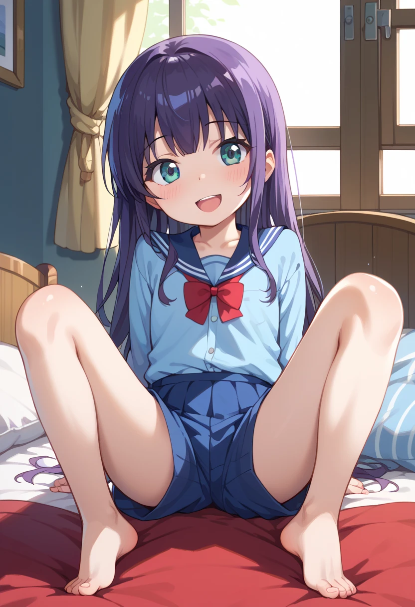 ((masterpiece)), ((best quality)), (ultra-detailed), on the bed, a cute girl, 1girl, solo, underwear00, ((beautiful eyes)), smile