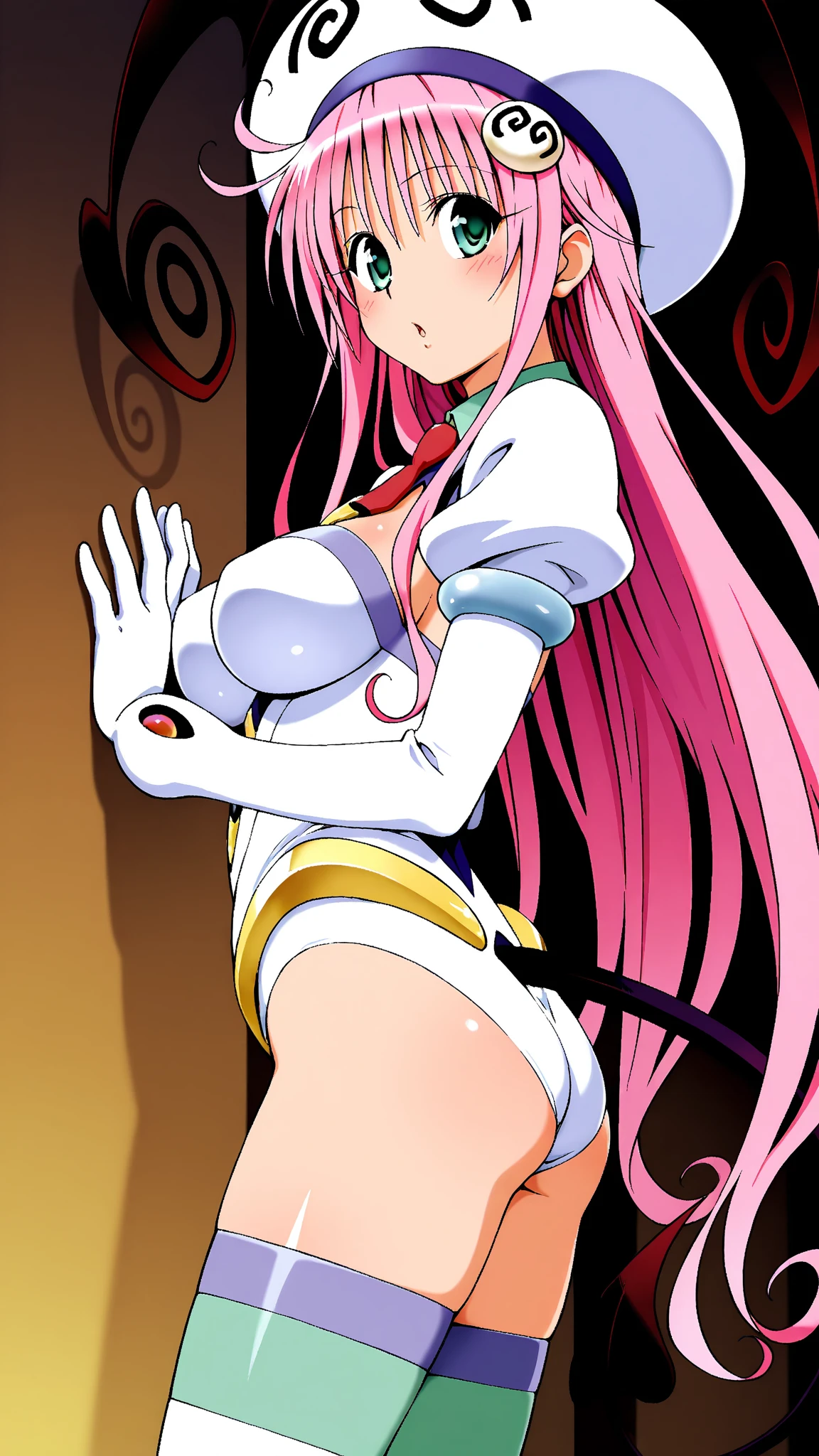 Nude woman with long pink hair with legs spread with medium breasts,holding a katana anime 8k