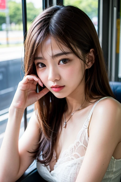 (1 Girl )、(28years old,Beautiful Japanese,round face、Refreshing、clear、seems kind、stylish、Pitiful、cute like an angel、cute、black eyes、(Single eyelid:1.3)、(Beautiful skin), {(Japan human face:1.6),(General facial features)} , (((Beautiful breasts:1.0))),(((soft breasts))),(very cute),(enchanting eyes),(highlight on eyes:1.2)、(brown hair),(medium long hair,curly blonde hair.),(8K、Live shooting、highest quality、masterpiece:1.2、optimal lighting),(Photo taken by a professional photographer),(real、photo real:1.4),BREAK,{ ((pink nurse costume)),},break, hospital,from below,(((1970s vibe)))、Hospital ,face shot:1.4,クローズアップ、,standing,SHY:1.3,open mouth:1.2,looking at viewer
