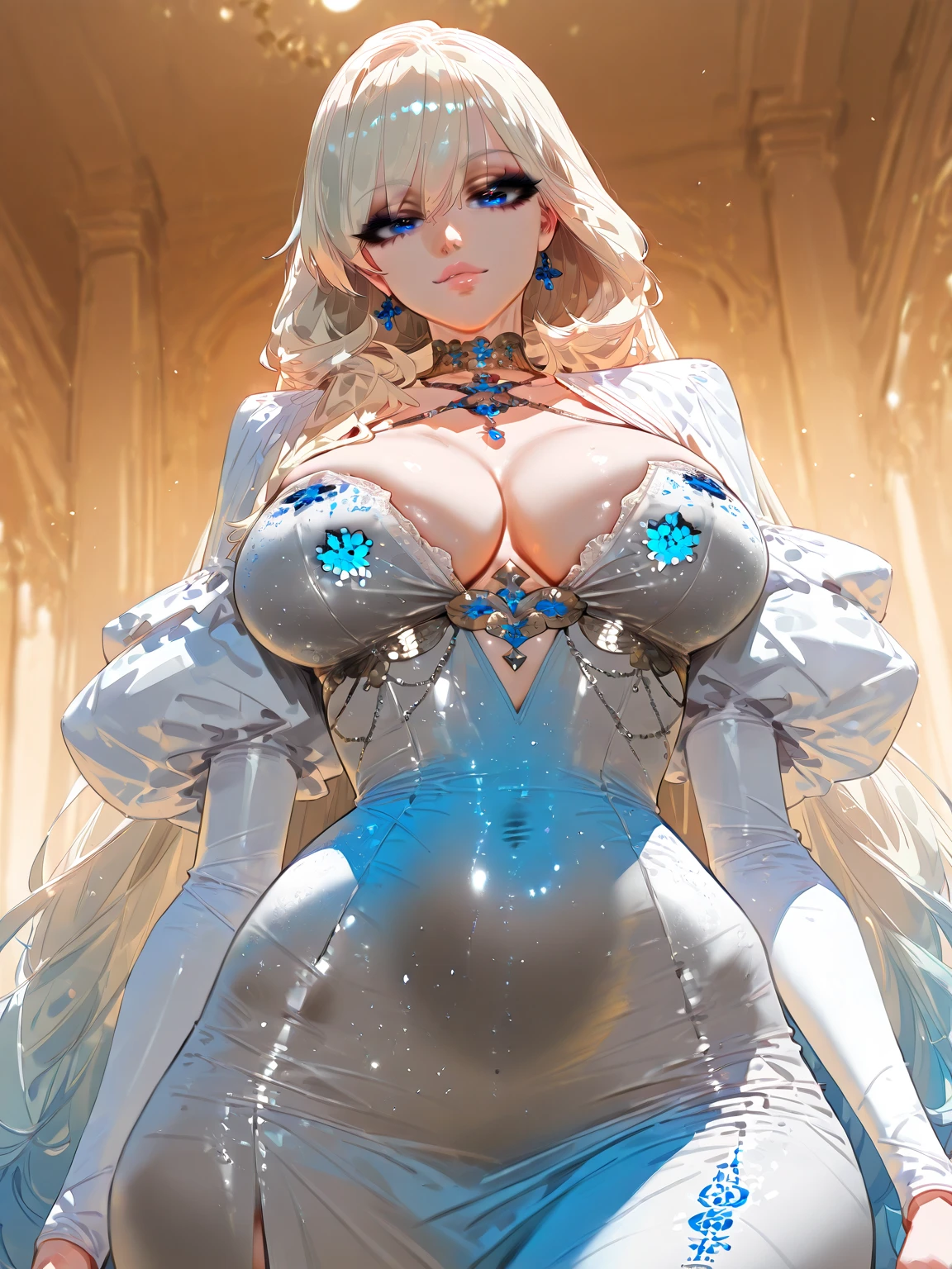 ((NSFW CONTENT:1.8)), ((CLOSE UP UPPER BODY:1.3)),1GIRL,SOLO, ((BEAUTY white HAIR,MECHA PHOENIX QUEEN HELM:1.1)), (((GIGANTIC FAKE BREASTS,MUSCLE ABS,BIG BUTT:1.5))), ((CLEAVAGE:1.8)), ((WEARING BLUE, WHITE SHINY FUTURISTIC MECHA SEXY BIKINI ARMOR:1.6)), (((BUSTY MUSCULAR BODY SHAPE,VAGINA,NIPPLES:1.5))), RTX, (LOOKING AT VIEWER:1.6), (FEMALE FOCUS:0.8), (HALLROOM OF FUTURISTIC SPACE STATION:1), (BRIGHT LIGHT WHITE_ROOM:1.3), HYPER TEXTURE, (4X MSAA), ((UNREAL ENGINE 5 RENDER)), PHYSICALLY-BASED RENDERING, ULTRA HIGHT DEFINITION, 16K, 1080P.
