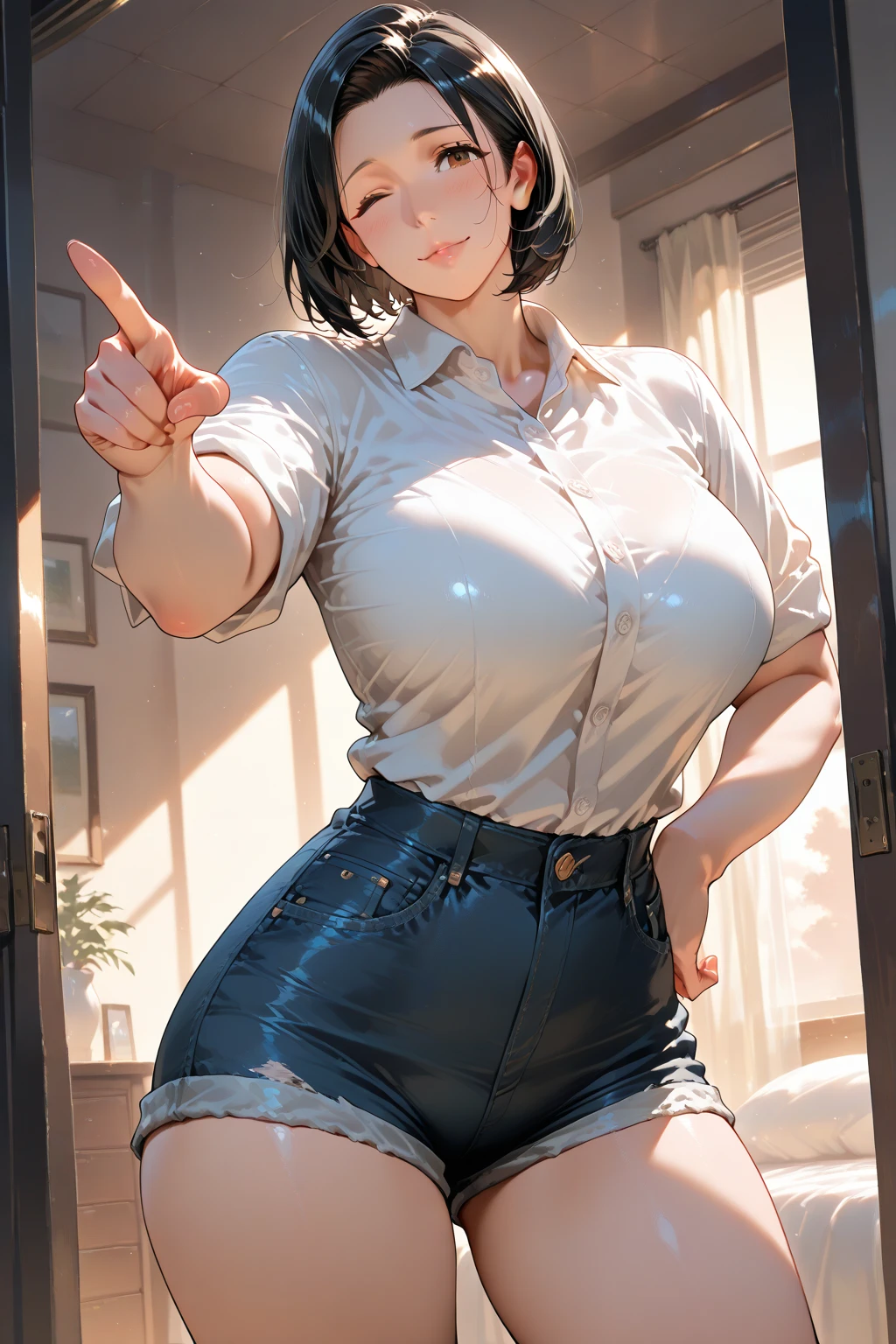 Obra maestra, La mejor calidad, Agarre de trasero, Estilo perrito,1 mujer,gran tracero,ropa transparente, De pie de espaldas,angulo contrapicado del tracero,grandes pechos,hermoso rostro,ojos penetrantes,sonrisa jugetona, contra el vidrio , Pechos en vidrio,CastigoAIwoman,nsfw,placer,dolor,de espalas,gran trasero,culo gordo,exuberante,mujer provocatiba,vista desde atras,