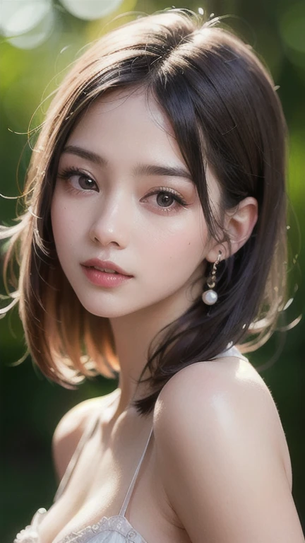 One girl, very cute, Great face and eyes, (Very detailed美しい顔), (Ultra Realistic), (highly Detailed eyes, Very detailed髪の毛, 非常にDetailed face, Very detailedふっくらとした唇), (Off the shoulder), chest, Upper Body, Looking for a Smile, (Highest quality:1.4), RAWphotograph, (Realistic, photo-Realistic:1.37), professional photography, Cinematic Light, Highest quality, masterpiece, (Realistic:1.2), 1 girl, Detailed face, Beautiful ice star piece:1.2, Highest quality), (Fine and beautiful eyes: 1.2), (Very detailed CG ユニティ 8k 壁紙, masterpiece, Highest quality, Very detailed, Best Shadow), (Detailed Background), (Beautifully detailed face, Beautiful Detailed eyes), High Contrast, (Best lighting, Very delicate and beautiful),One girll,((Colorful paint splatters on a transparent background, Dulux,)), Dynamic Angle, Beautiful sparkle, Full Body Lesbian, Cowboy Shot, Gray Hair, Purple eyes, Highest quality, masterpiece, (Realistic:1.2), Lotus flower, Shine, In the night sky, Starry Sky, Very detailed, 超High resolution, super high quality, (photograph:1.2)、(photoRealistic:1.3)、(masterpiece:1.3)、(Best image quality:1.4)、超High resolution、(Detailed eyes)、(Detailed faceの特徴)、(Detailed clothing features)、8k resolution、Focus Only、30 year old mature woman、Small face、No makeup、Beautiful eyes in every detail、bangs、Dark brown hair、Shortcuts、(Realistic skin)、Beautiful Skin、Charm、超High resolution、Super Realistic、High resolution、Open white shirt,middle aged、small chest、Bust B cup、small chest、Cool Beauty、