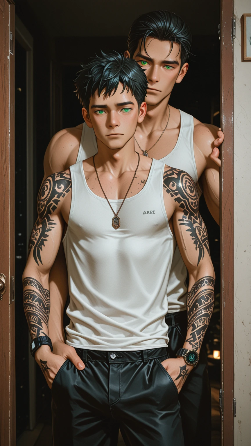 23 years old
Corridor
Mullet
Swarthy
Nose piercing
Tattooed arms