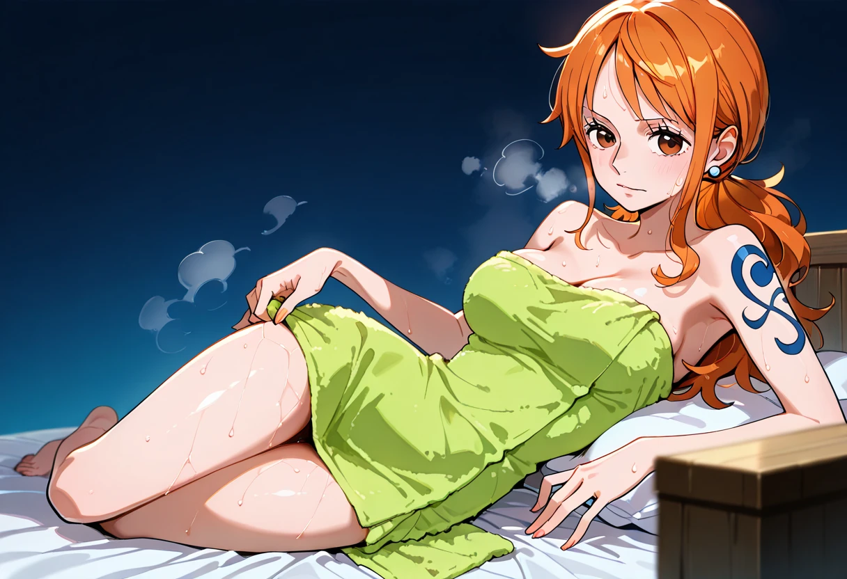 (masterpiece, best quality), intricate details,
1girl, NamiFinal, nami \(one piece\), brown eyes, orange hair, sexy red lingerie, indoors, bedroom, apartment, window, city, sunny, sitting on bed, NSFW, Naked, Nude, Exposed breasts, Exposed vagina,