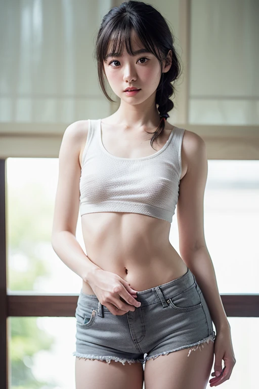 Asian woman in a crop top

