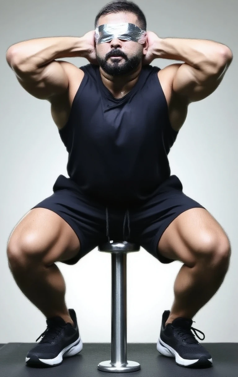 An image of Gym rat doing a handstand with weights on his feet, balancing on top of a workout bench.,original,He looks russian with big musclea. Very ripped. Zero fat.