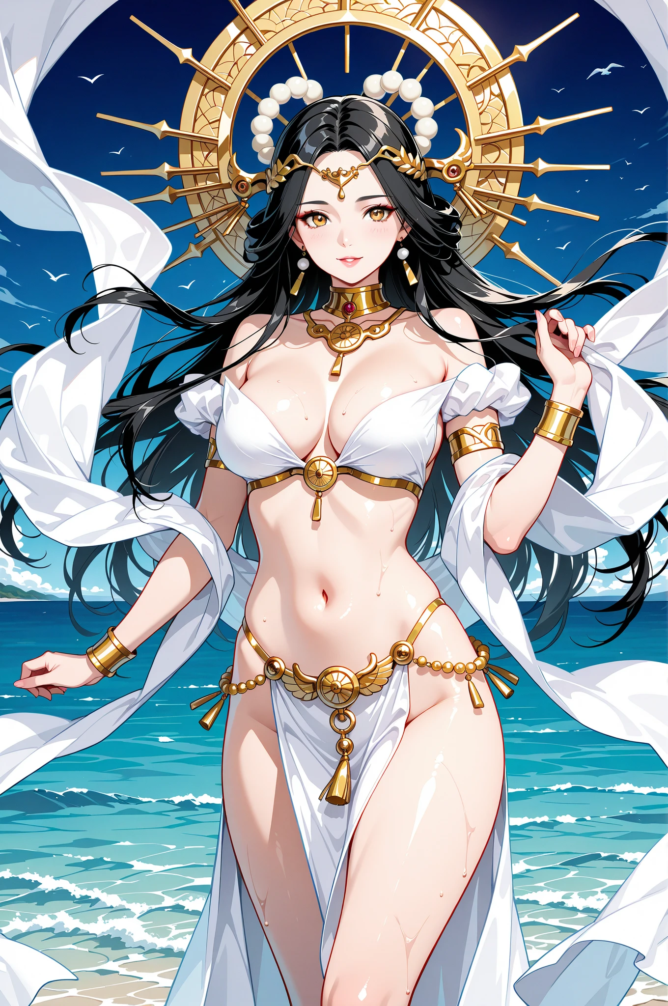 <lora:nvdiboya-10:1.0>,nvdiboya,skull_snake,cape, crop top, epaulettes, midriff, groin,light smile,sexy,best quality