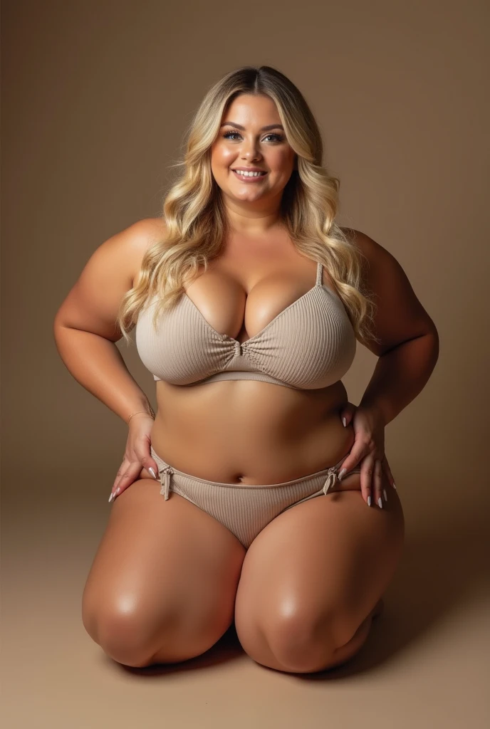 beautiful blonde influencer woman with big breasts