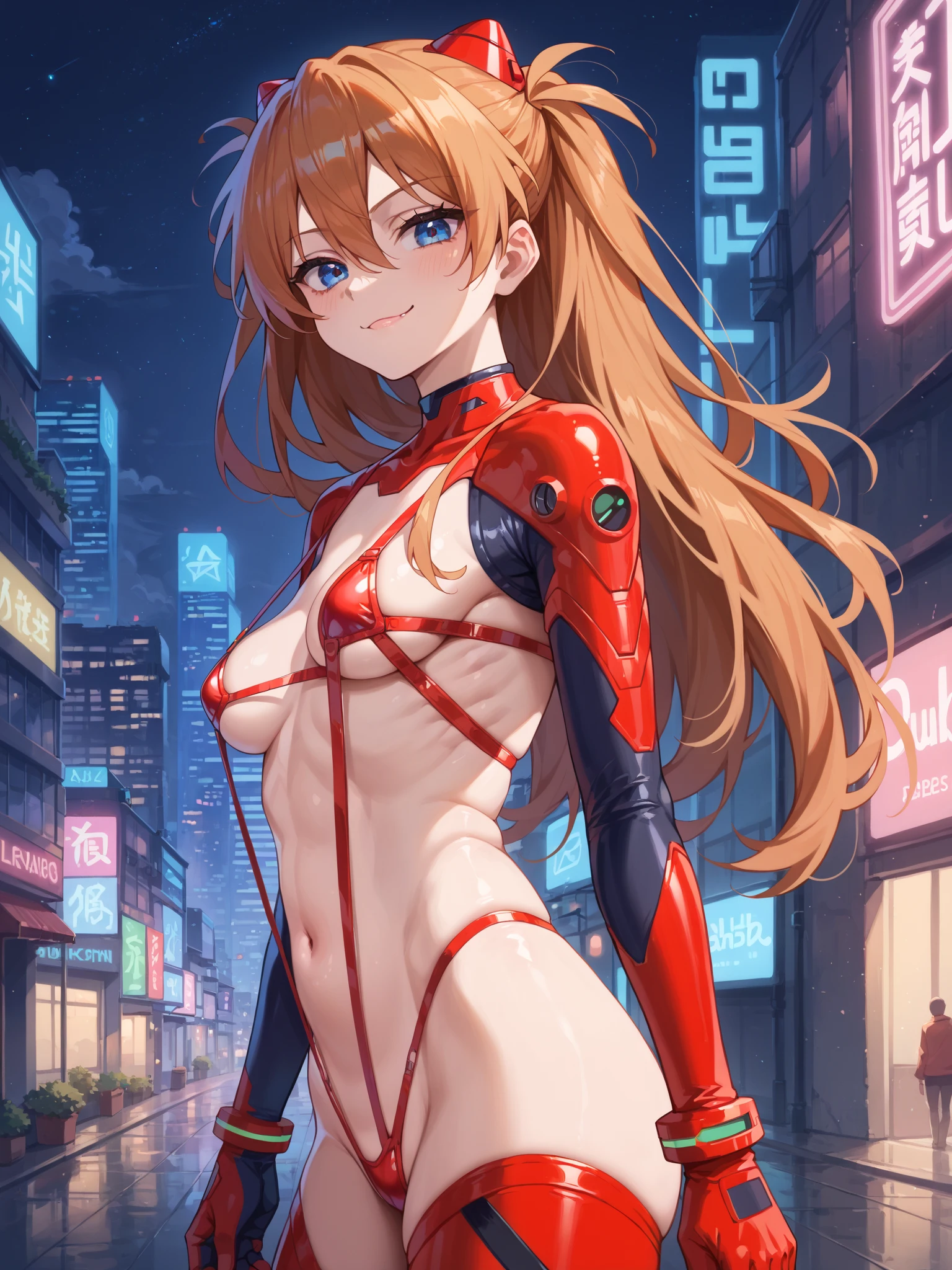 NSFW、Primary school students、child、Long Hair、((Small breasts、Small breasts、child体型、Angry、Wounded Body、Blue ribbon))、((Thin Iron Man Suit))、City of night、Rooftop、Boxing stance、8 year old 、Fight the enemy、A body covered in scars、Struggled、Sweating profusely
