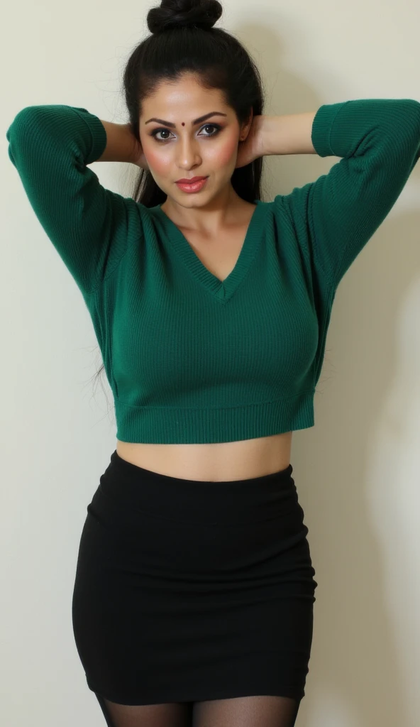 photo of Sh43Summ3rs_HM-130, a woman, perfect hair, (modern photo), wearing long sweater and slacks, 135mm standard (analog, cinematic, film grain:1.3), Bioluminescent Jungle, Dense jungle of glowing plants and creatures., detailed eyes, professional pose, (epiCPhoto), (looking at viewer:1.1), (cinematic shot:1.3), (hard style lighting), OverallDetail, SkinHairDetail