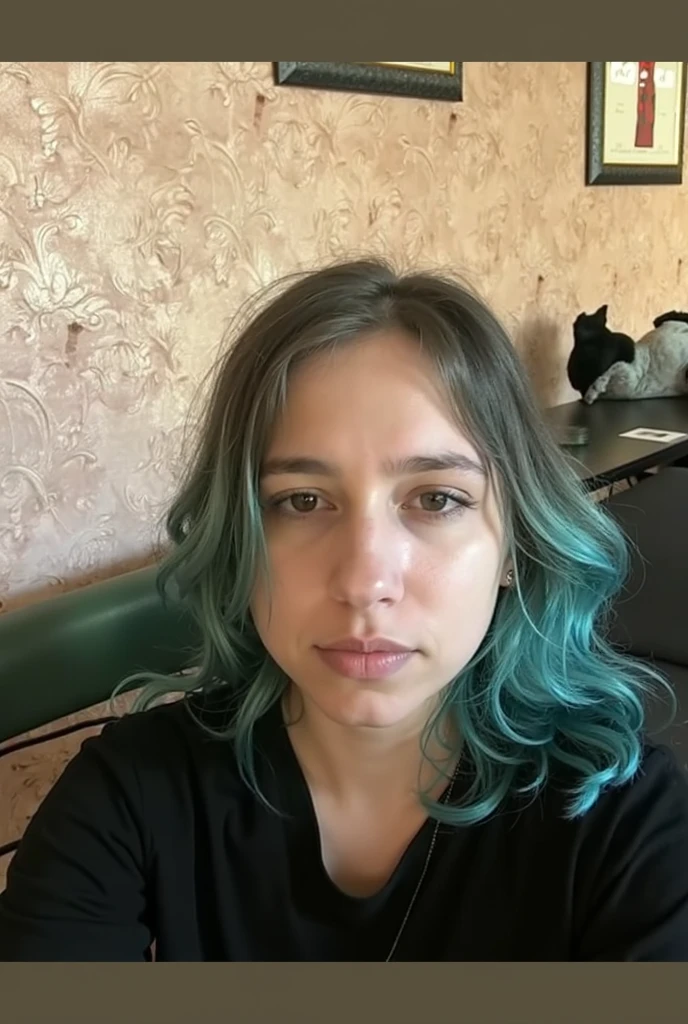 A closeup of a person with green dreads in the hair, green hair, with long turquoise hair, green hair, dark green hair, she looks like a mix of grimes, turquoise hair, long braided green hair, with aqua neon dreadlocks,Full hd image,((high quality image))),qualidaede(((8k))),