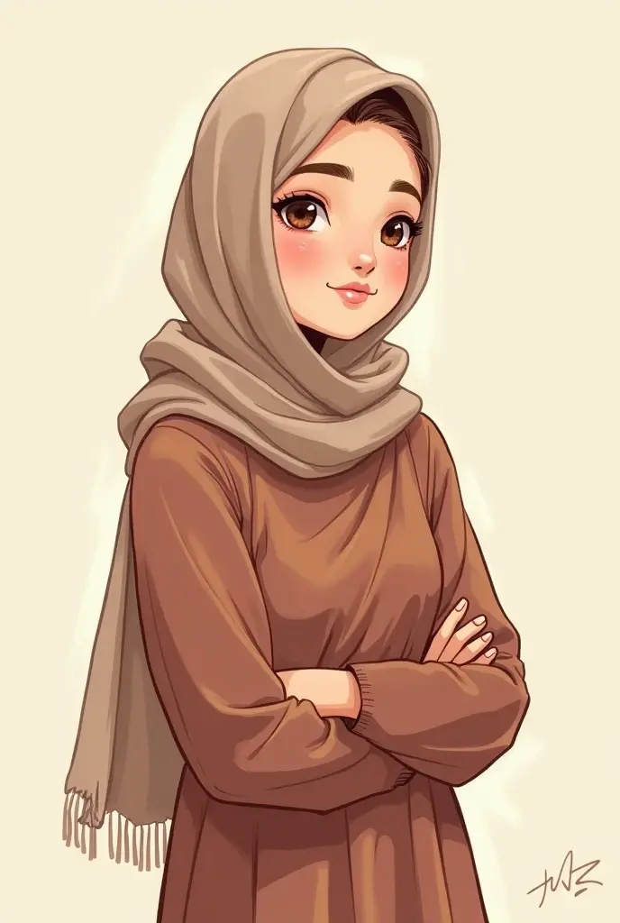 A beautiful student with hijab cartoon