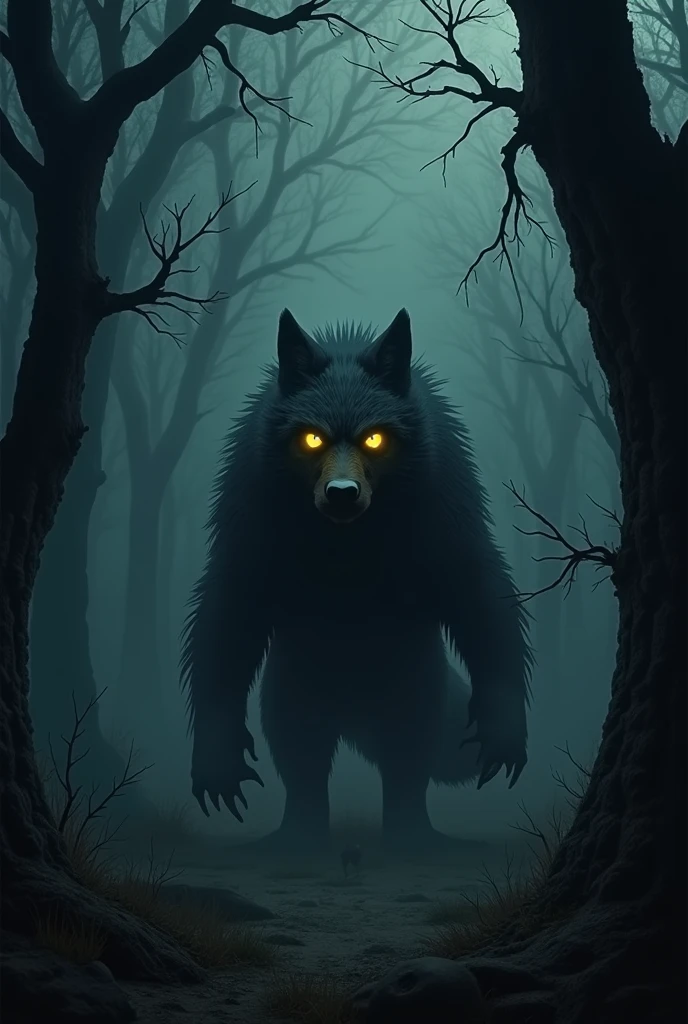 furious eyes behind the bushes on the moonlit night and inside the forest
