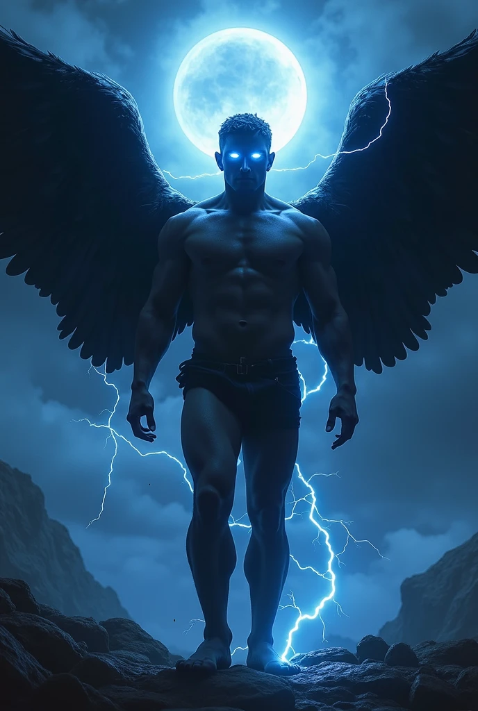 Archangel Michael、Mysterious face、Background white light、Eyes that seem to draw you in、Muscular body