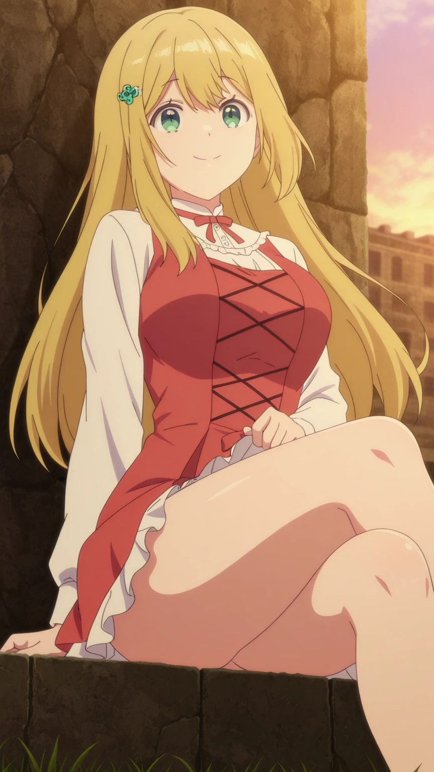 8k high quality detailed,highres,anime,comic,detailed image,
(an illustration of a teenage girl posing,an illustration of girl,teenage girl,magazine_sheet),(magazine_illustration),
(, satouyouko,1girl,long hair,brown|blonde hair,lips,medium breasts),Strained Smile,detailed_face,
((Lying down with one leg bent, hands behind the head):0.8),
((, ([ballgown|dirndl]::0.88),ballgown,dirndl):0.85),(,realistic clothing texture,realistic_skin_texture),<lora:SatouYouko:0.6>,<lora:edgBavarianGown:0.45>,<lora:more_details:0.2>
