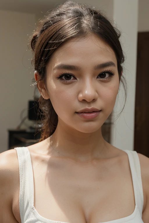 8K Ultra HD、RAWphotograph、モデルphotograph撮影、Asian race, European laces, (masterpiece, Highest quality, photoGenuineistic, High resolution, photograph: 1.3), close, focus on, Hot Model, slim, 40 year old mature woman、Small face、Shortcuts、Dark brown hair、Beautiful eyes in every detail、Genuineな肌, (Perfect body), Sexy hot face, erotic, sexual sight, slim, Sweat top, Beautiful eyes in every detail、Glossy Lips、Small breasts、、Bust B cup、((Bright light、Dynamic Lighting、Genuine、超Genuine、 Genuineism、Genuineistic details、Cool Beauty、Cool pose、Background gray、Plain gray background