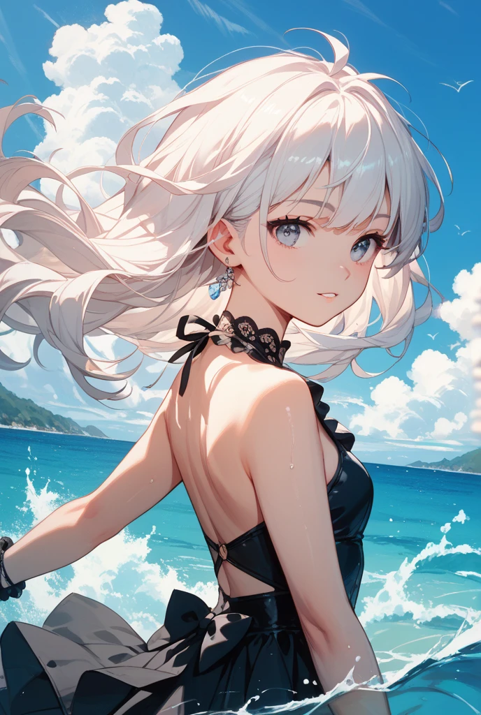 4K,8k,High resolution,
One beautiful young woman,Silver Hair、ponytail、
(Soft Saturation:1.3), (Fair skin:1.2),
(ultra-Detailed Background, Detailed Background), Bokeh,
break&#39;Smiling portrait.,
When viewed from the front, The composition is symmetrical,
Looking straight at you with serious eyes,
break Swimwear, Colorful Bikinis, Center of chest, 
Outdoor, Sea surface, null, sunlight,Summer beach, Sandy Beach,
Strong light, Front lighting, 
(Teen:1.3), (Cowboy Shot:1.2),
Front brake angle,
View your viewers,
Dynamic pose,
sitting on the beach

Seaweed、Seaweed、Seaweed、Seaweed、Seaweed、Seaweed、Seaweed、