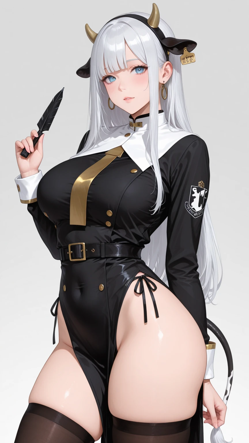 masterpiece,masterpiece, best quality, uniformG36C,solo, 1girl, breasts, grey hair,red eyes,from below,beret,
