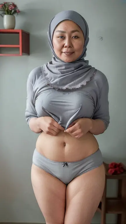 1 20 yo woman,hijab, dark theme, soothing tones, muted colors, high contrast, (natural skin texture, hyperrealism, soft light, sharp), simple background), accurate, high quality, Woman in office dress laying down prone, front view), wearing grey hijab, vagina slightly visible, highly detailed, huge dick fucking her pussy, lubed skin, orgasm facial expression, water gushing from crotch