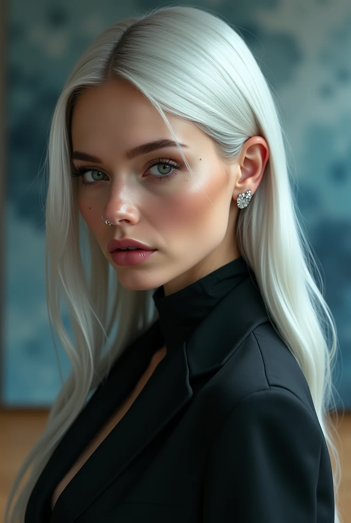 Picture of a French woman. Fit face. 22 years old, Sharp chin, photography, raw photo, masterpiece, extremely detailed photo, DSLR, photorealistic 1.4, ultra hi res, best quality, full body picture, tall, toned, busty, platinum blonde hair, shoulder length hair