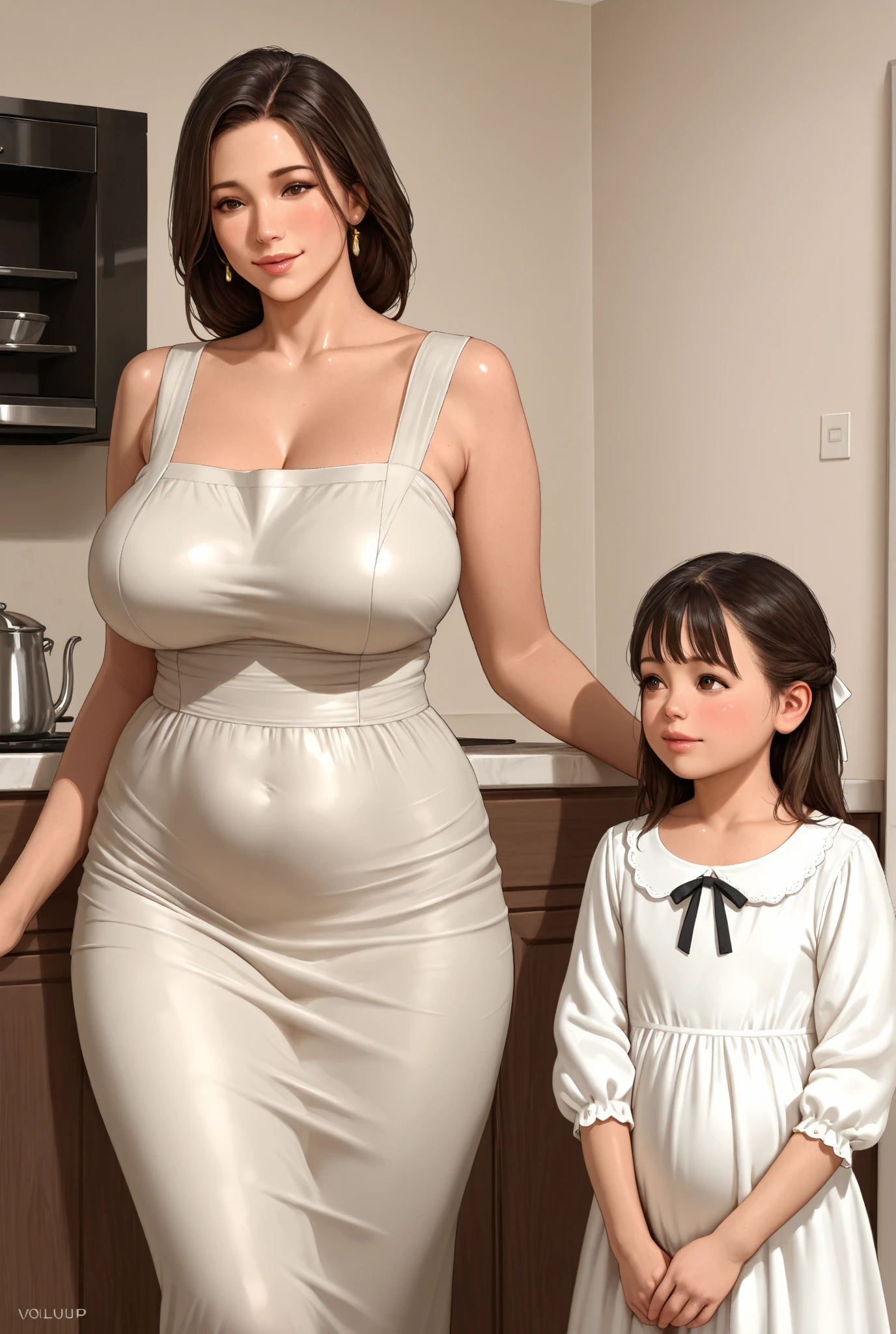 ((1 mature mother and her young son)),Delicate details on the lips,a milf,artstationh trend,intricate face details,curvy physique,(thick body),vibrant,4k,12k resolution,seductive,  mom boy seductive ippo makanaochi, ((lilac turtleneck sweater, Sleeveless, ribbed sweater, open cleavage, slim body, slim leggs, long leggs : 1.2)