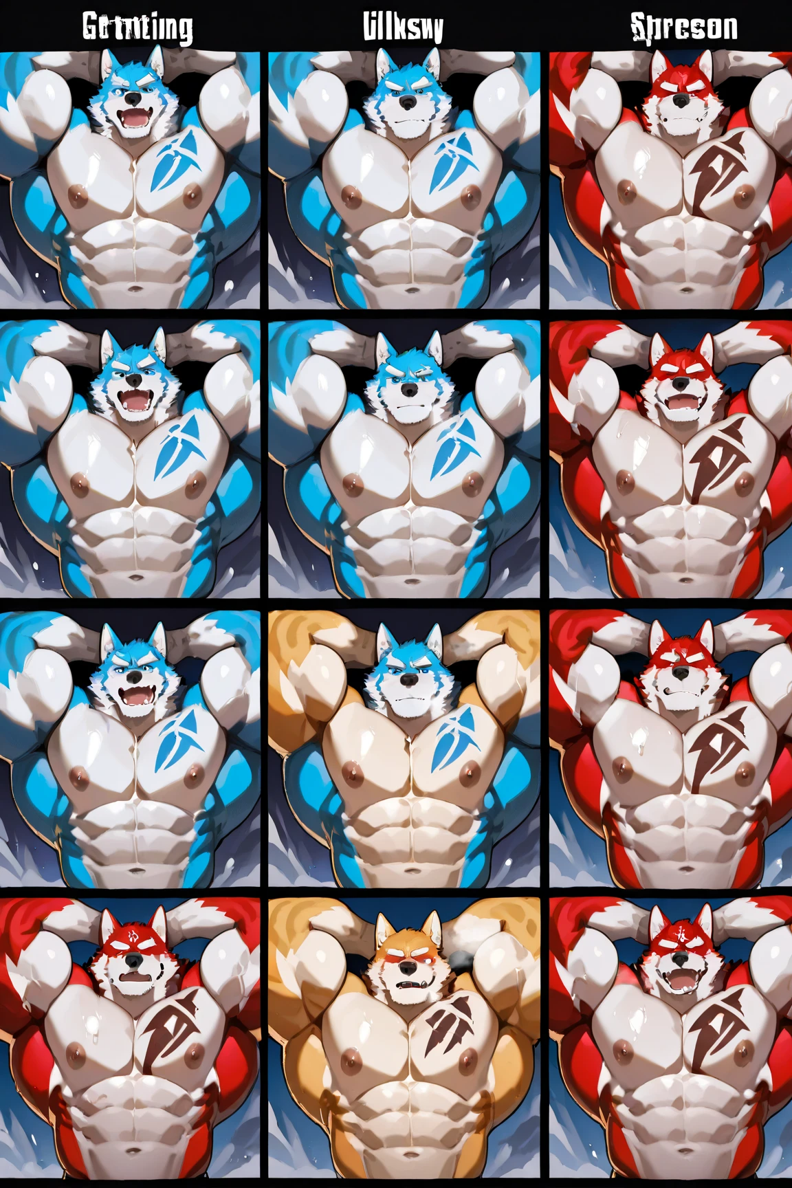 make me a picture of a furry bara, daddy Poses, various poses