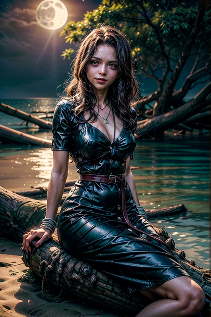 innocent and alluring girl, long hair, beautiful green eyes, 30 year old goth, wetlook, wet hair and skin, soft defined muscles, athletic, round breasts, bend over stone, downblouse view, tight body, slutty, (dark natural cave), torn wet off-shoulder shirt, torn panties, dynamic angle, vibrant lighting, high contrast, narrow waist, detailed skin, depth of field, from above, cold, wet,