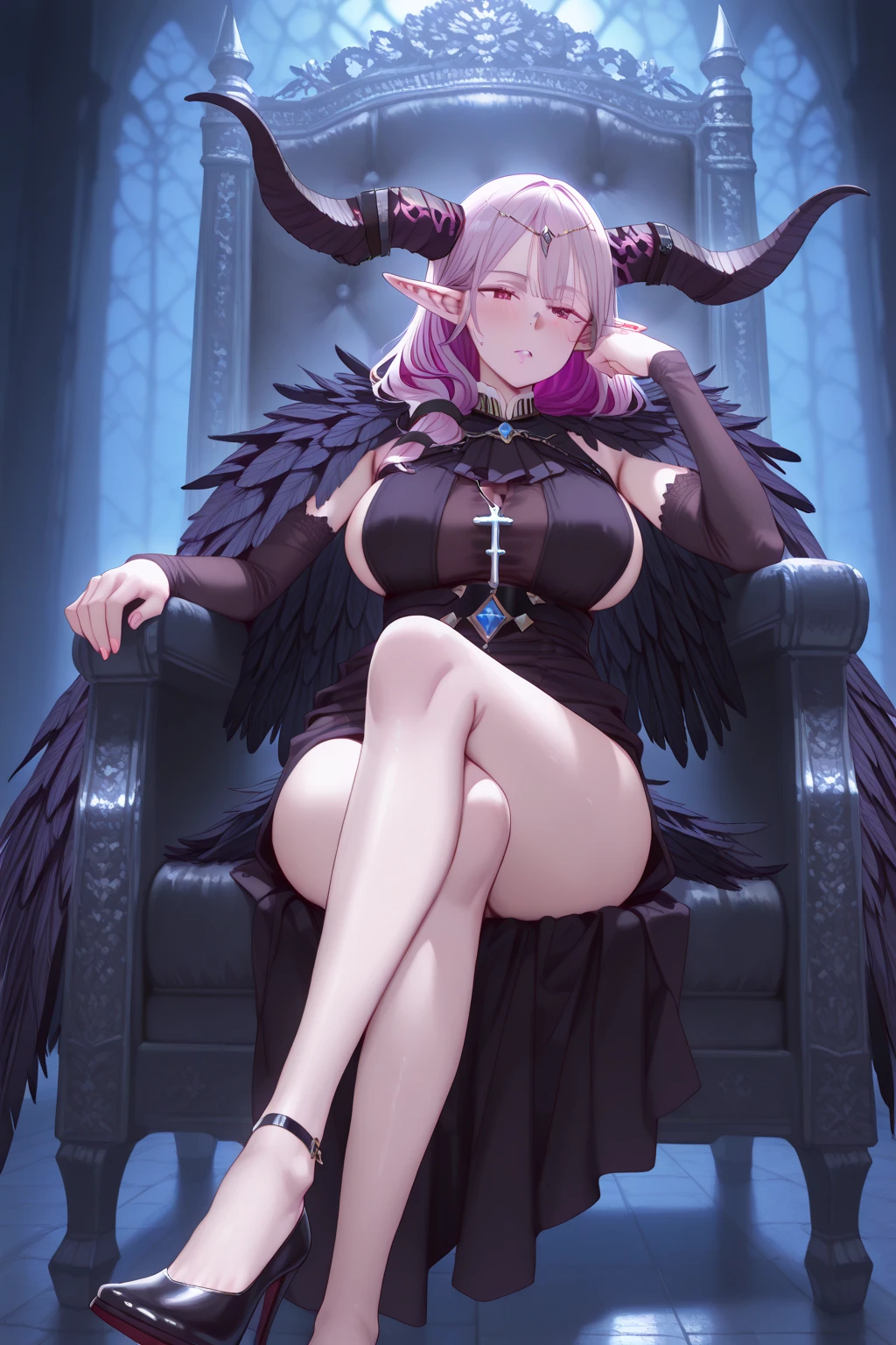 gigantictit,pale skin,dragongirl,clothed,dress