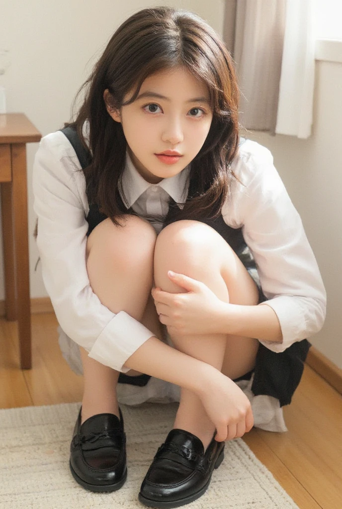 Japanese,11 years old,Teenage Girls,cute,Primary school students,Private elementary school,short hair,city,Spread your legs,Sitting,Small and dirty room、Cleavage、((Light blue underwear))、(((Wet underwear)))、Cotton panties、(((night)))、(((Dark Room)))、(((窓の外はnight)))、((Prostitute))、((Sweaty skin))、(((Sexually excited face)))、On the bed
