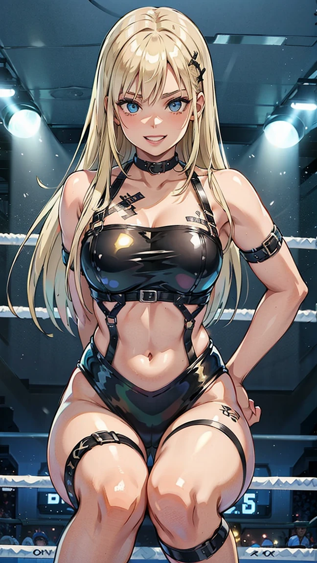 1girl, (((Avril Lavigne))), ((super bodybuilder)), ((H-cup breasts)), ((21 years old)), (very round glutes),magic circle, surrounded by fire,engulfed in waves of power