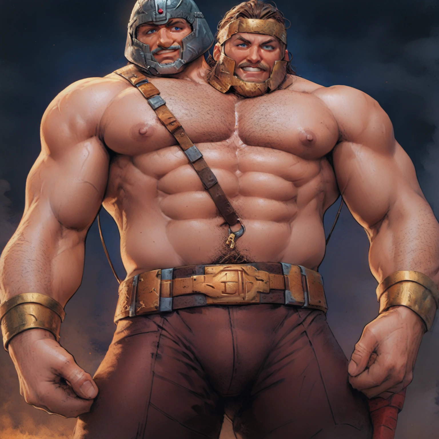 concept art in various angles. Santa Claus anda bear muscular Himbo, wearing harness and jockstrap. super hot pose!!! Big muscles, sheet art, wearing gold jewelry and wearing a thong.